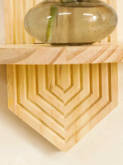 Bohemian Geometric Natural Wood Wall Shelves