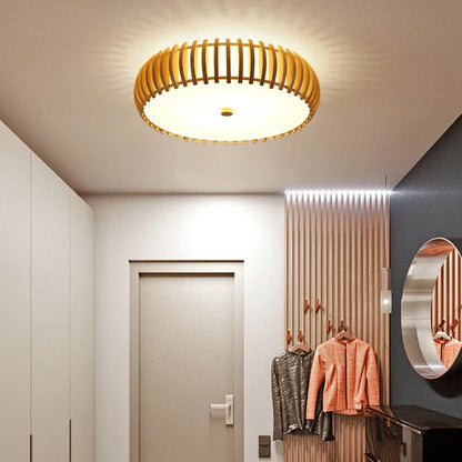 Japanese-Style Wood and Acrylic Ceiling Light