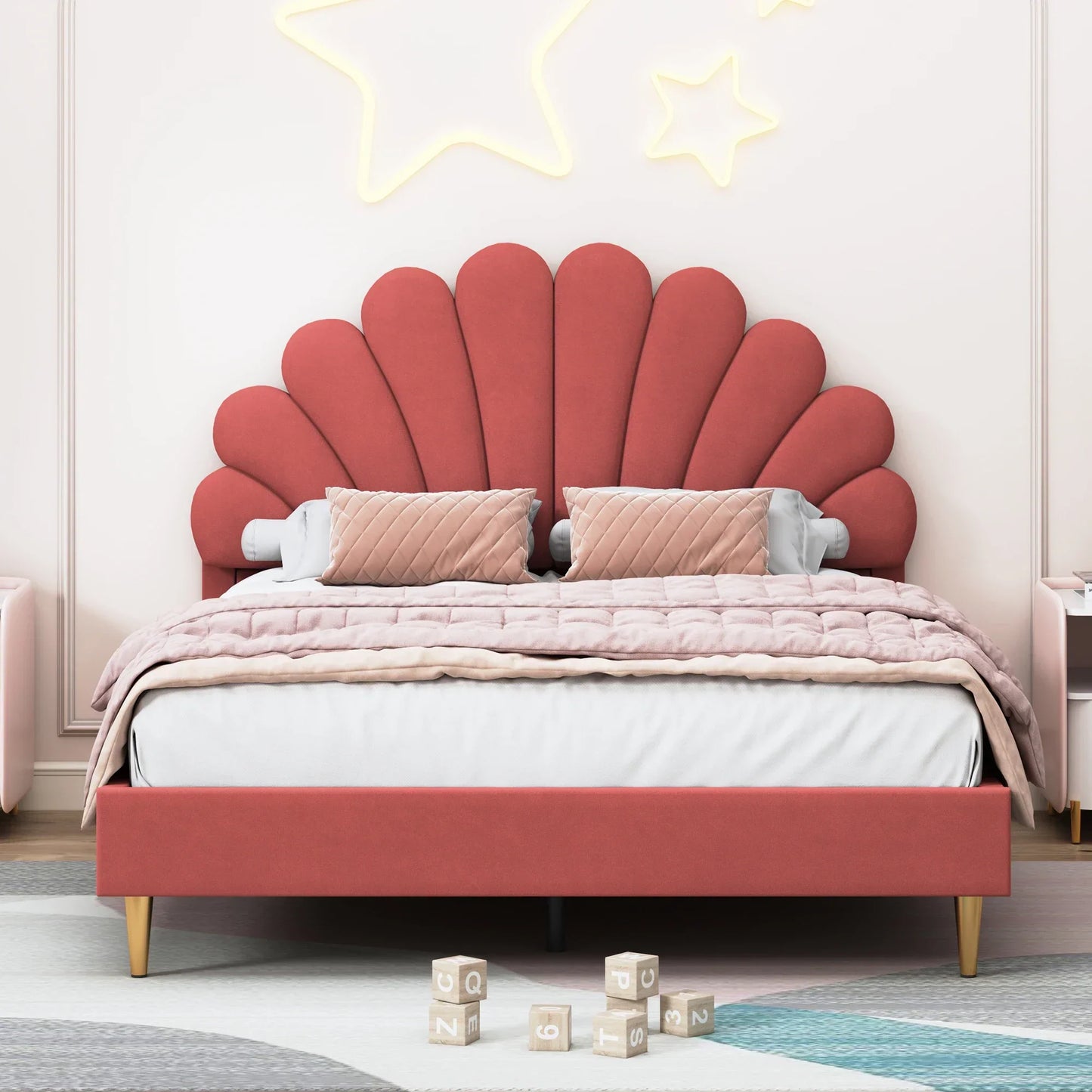 Shell Design Velvet Bed