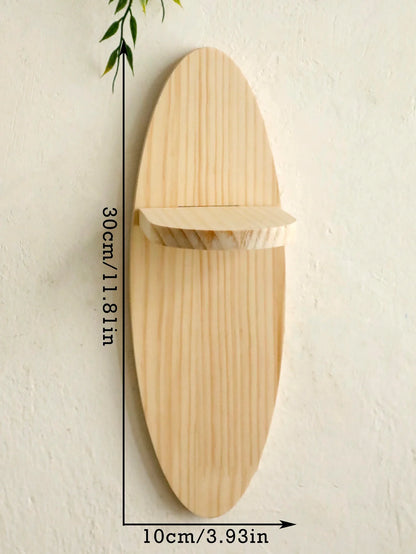 Bohemian Rustic Oval Wood Wall Shelf