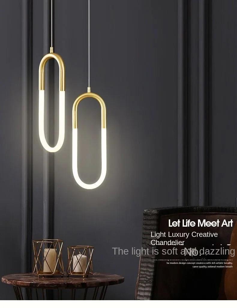 U-Shaped Brass Tube Pendant Light