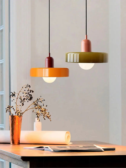 Retro Bauhaus Glass Disc Pendant Light