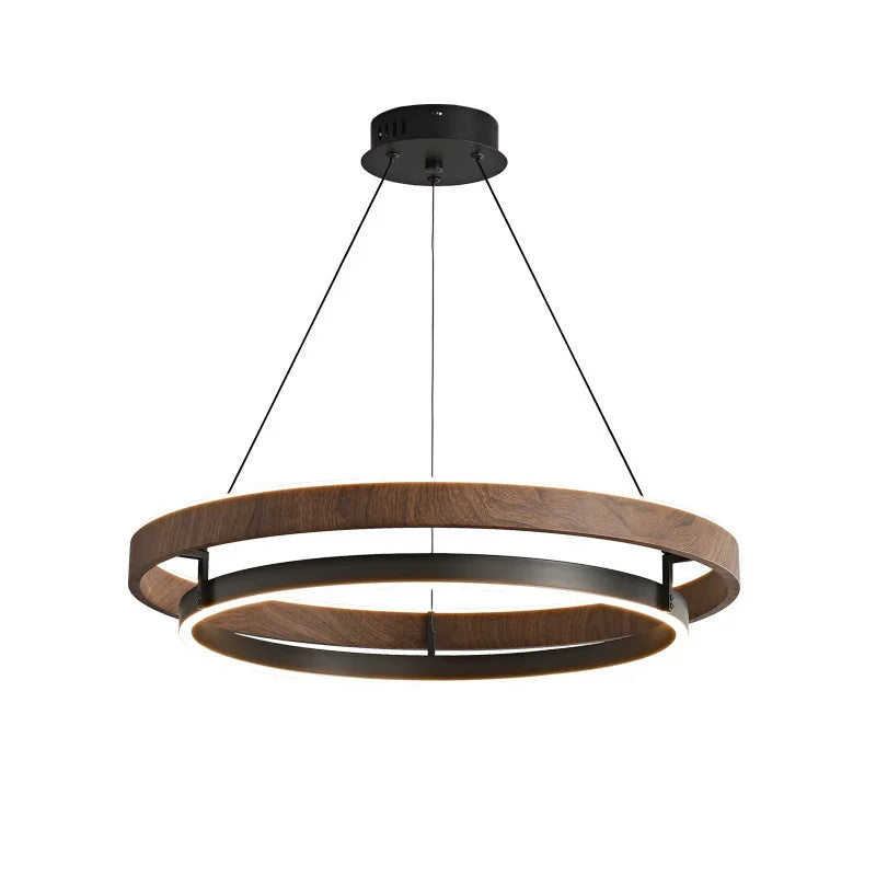 Italian Design Walnut Ring Chandelier