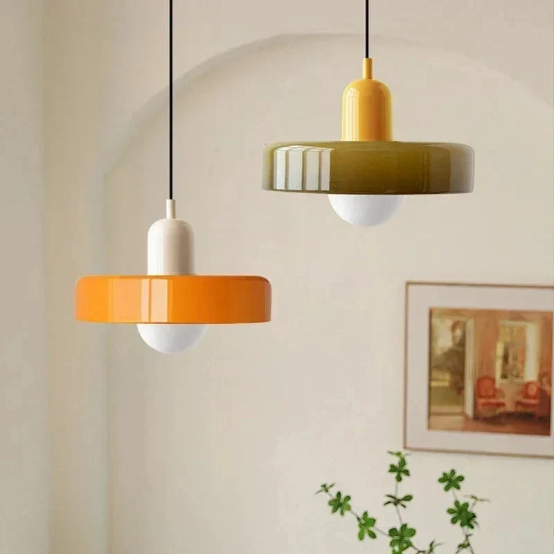 Retro Bauhaus Glass Disc Pendant Light