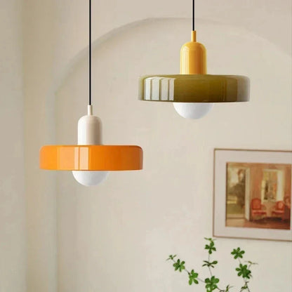 Retro Bauhaus Glass Disc Pendant Light