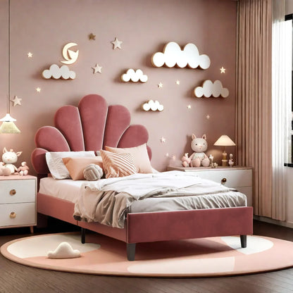 Flower Design Velvet Bed