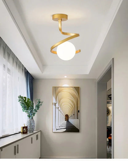 Nordic-Style Spiral Glass Ball Ceiling Light