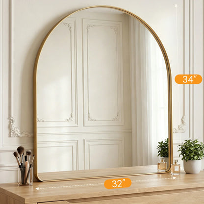 Ribbed Metal Arched Wall Mirror