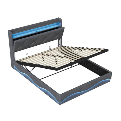 Smart Ottoman Storage Bed with LED