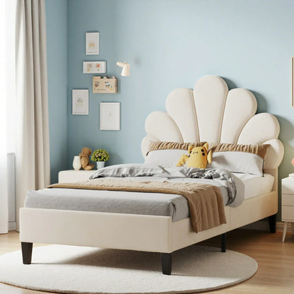 Flower Design Velvet Bed