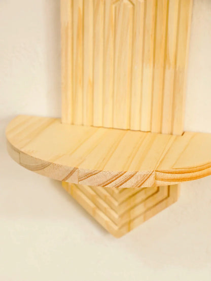 Bohemian Geometric Natural Wood Wall Shelves