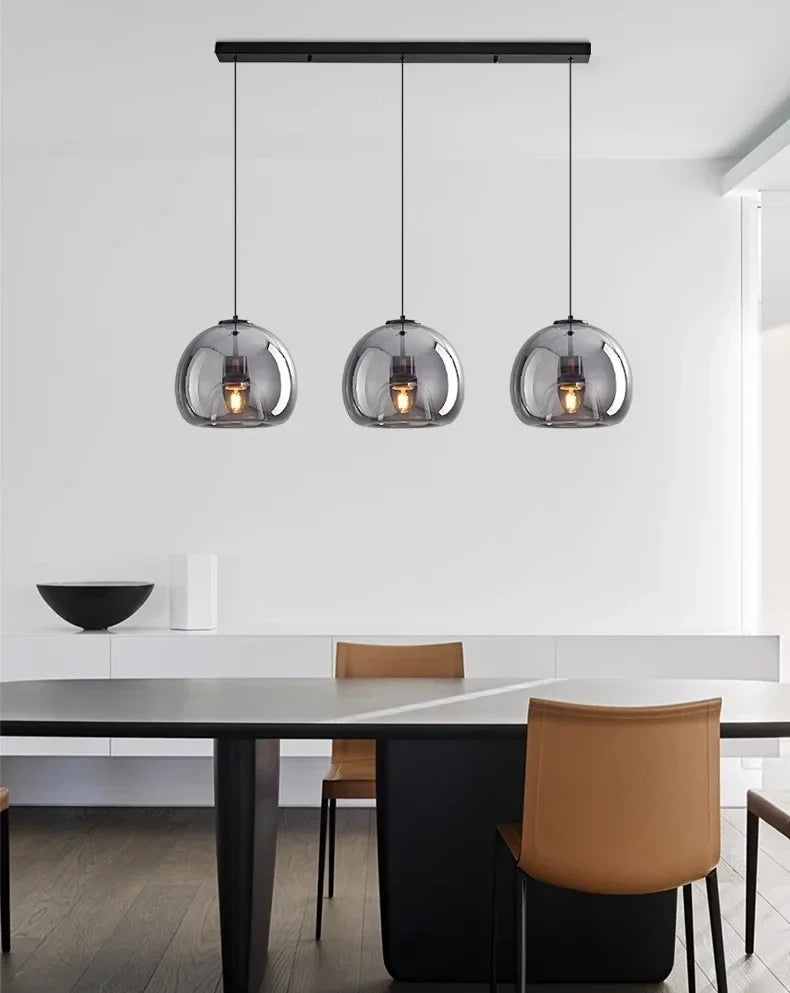 Modular Blown Glass Globe Pendant Light