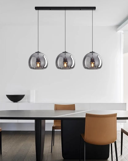 Modular Blown Glass Globe Pendant Light