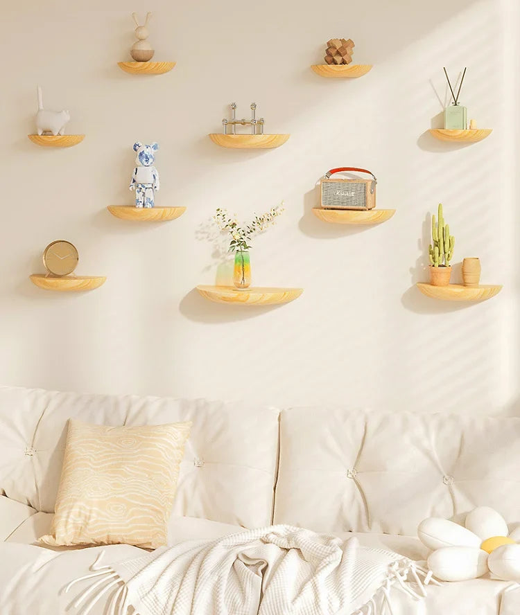 Half-Circle Solid Wood Wall Shelf