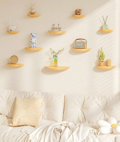 Half-Circle Solid Wood Wall Shelf