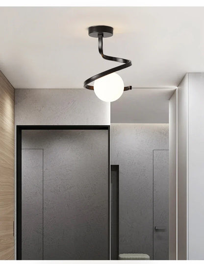 Nordic-Style Spiral Glass Ball Ceiling Light
