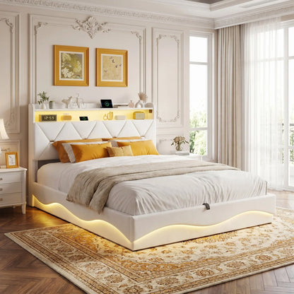Smart Ottoman Storage Bed with LED