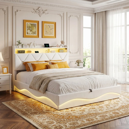 Smart Ottoman Storage Bed with LED