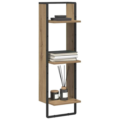 3-Tier Wood & Metal Wall Shelf