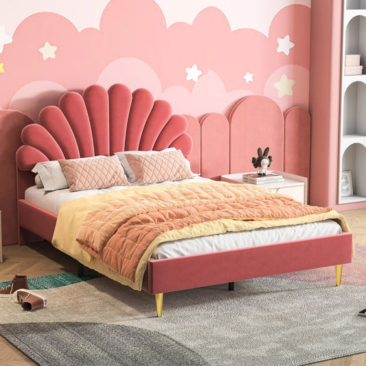 Flower Design Velvet Bed