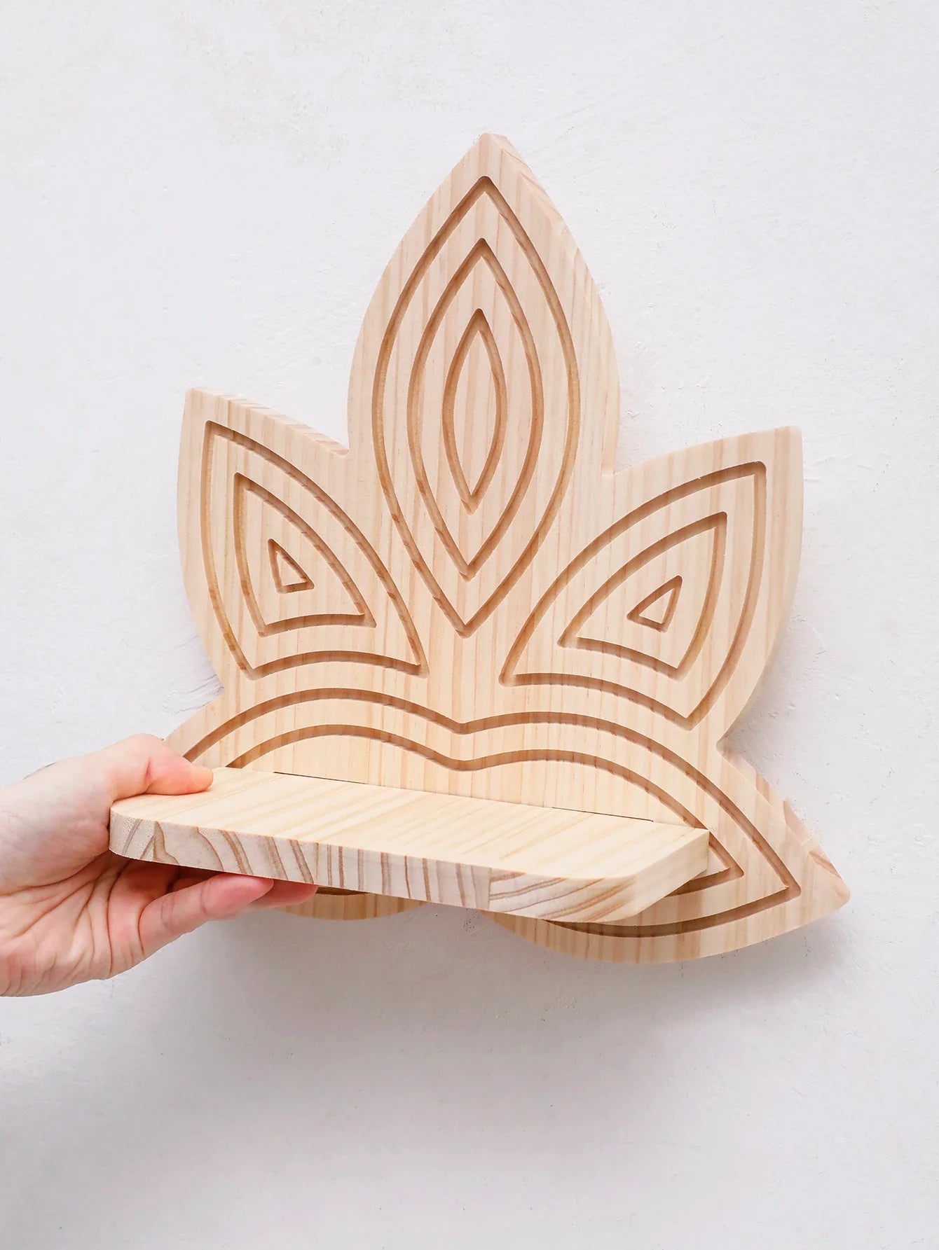 Lotus Floating Wood Wall Shelves