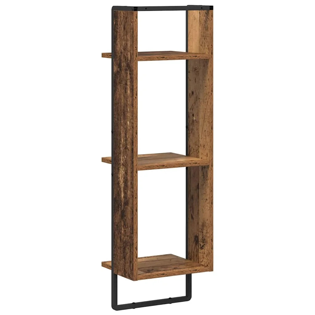 3-Tier Wood & Metal Wall Shelf
