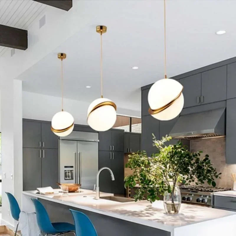 Nordic-Style Spherical Copper Pendant Light