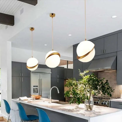 Nordic-Style Spherical Copper Pendant Light