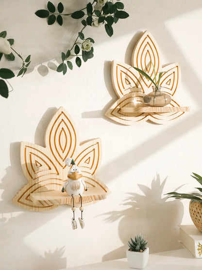 Lotus Floating Wood Wall Shelves