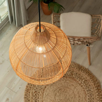 Retro Hand-Woven Rattan Pendant Light