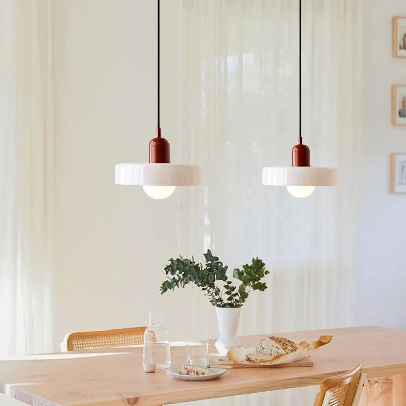 Retro Bauhaus Glass Disc Pendant Light