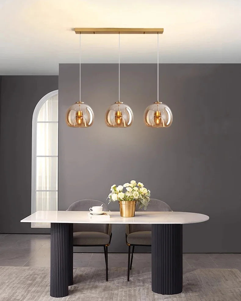 Modular Blown Glass Globe Pendant Light
