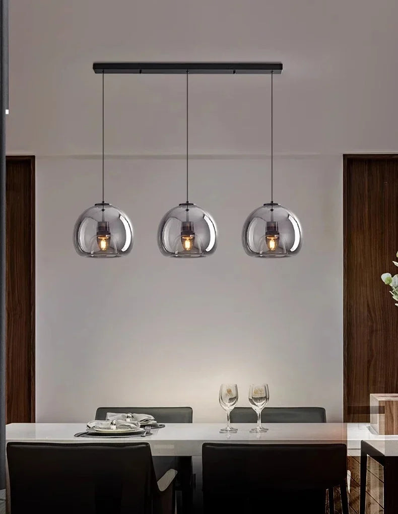 Modular Blown Glass Globe Pendant Light