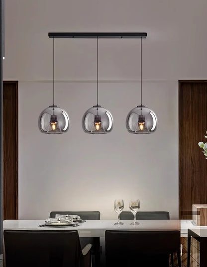 Modular Blown Glass Globe Pendant Light
