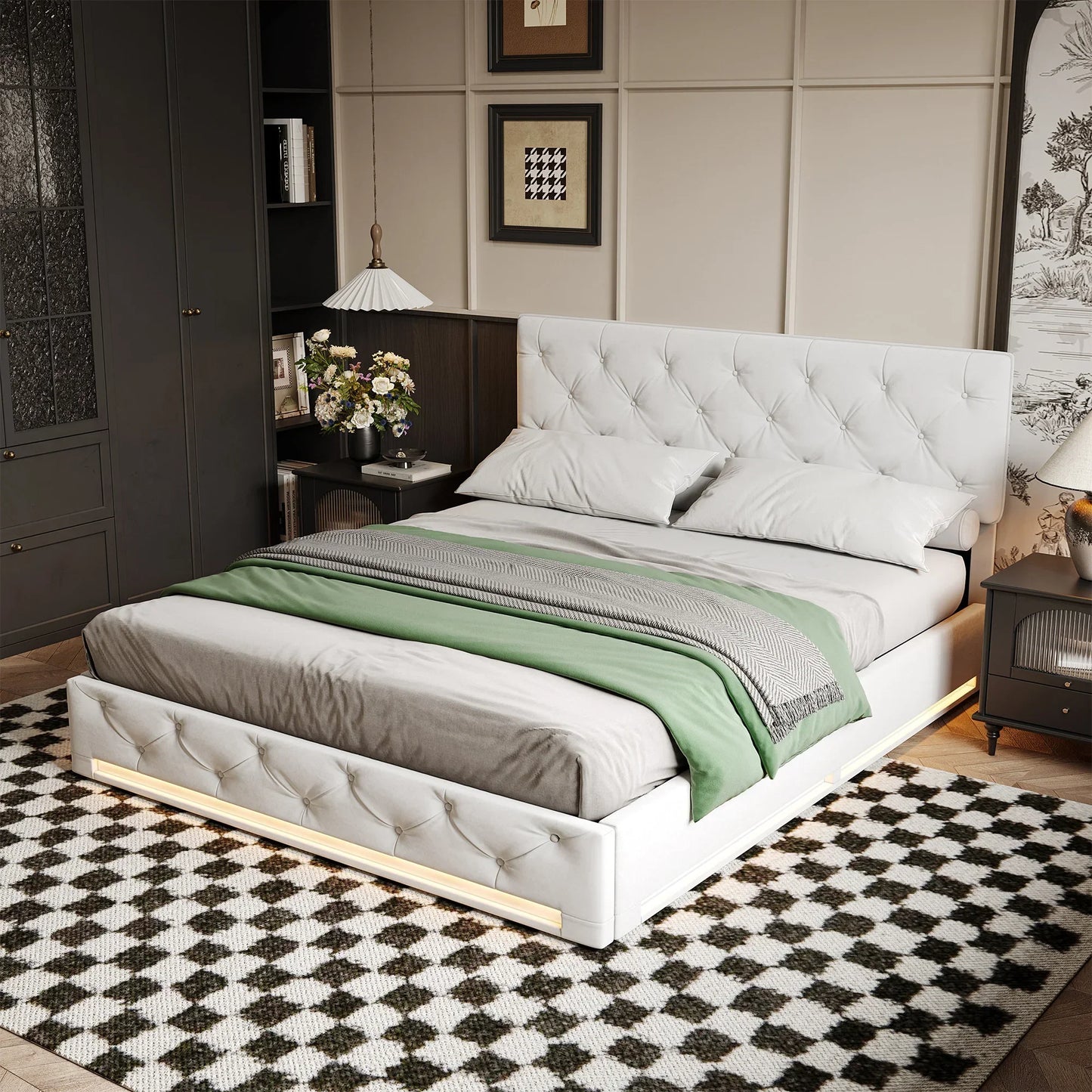 Ottoman Storage Bed with 3-Side LED