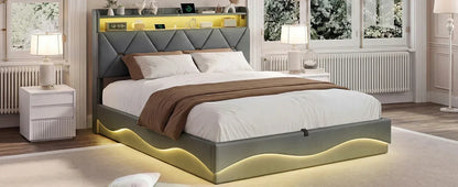 Smart Ottoman Storage Bed with LED