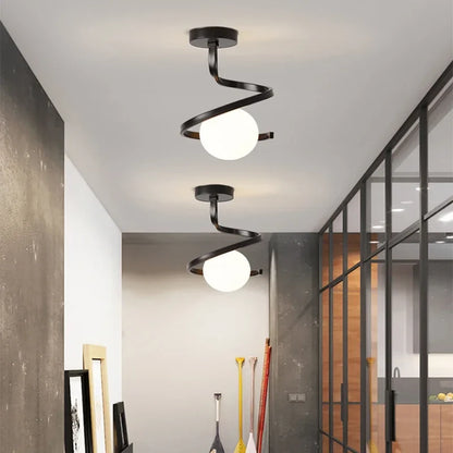 Nordic-Style Spiral Glass Ball Ceiling Light