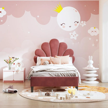 Flower Design Velvet Bed