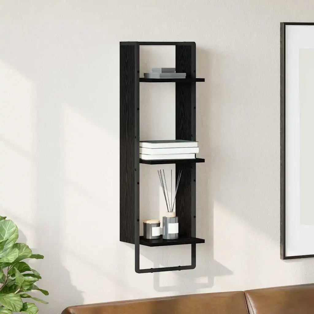 3-Tier Wood & Metal Wall Shelf