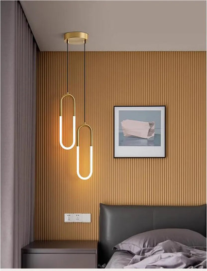 U-Shaped Brass Tube Pendant Light