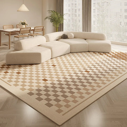 Beige Chequerboard Chic Rug
