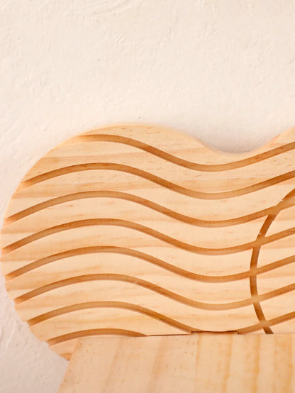 Wavy-Pattern Wood Heart Wall Shelf