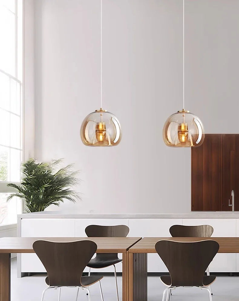 Modular Blown Glass Globe Pendant Light
