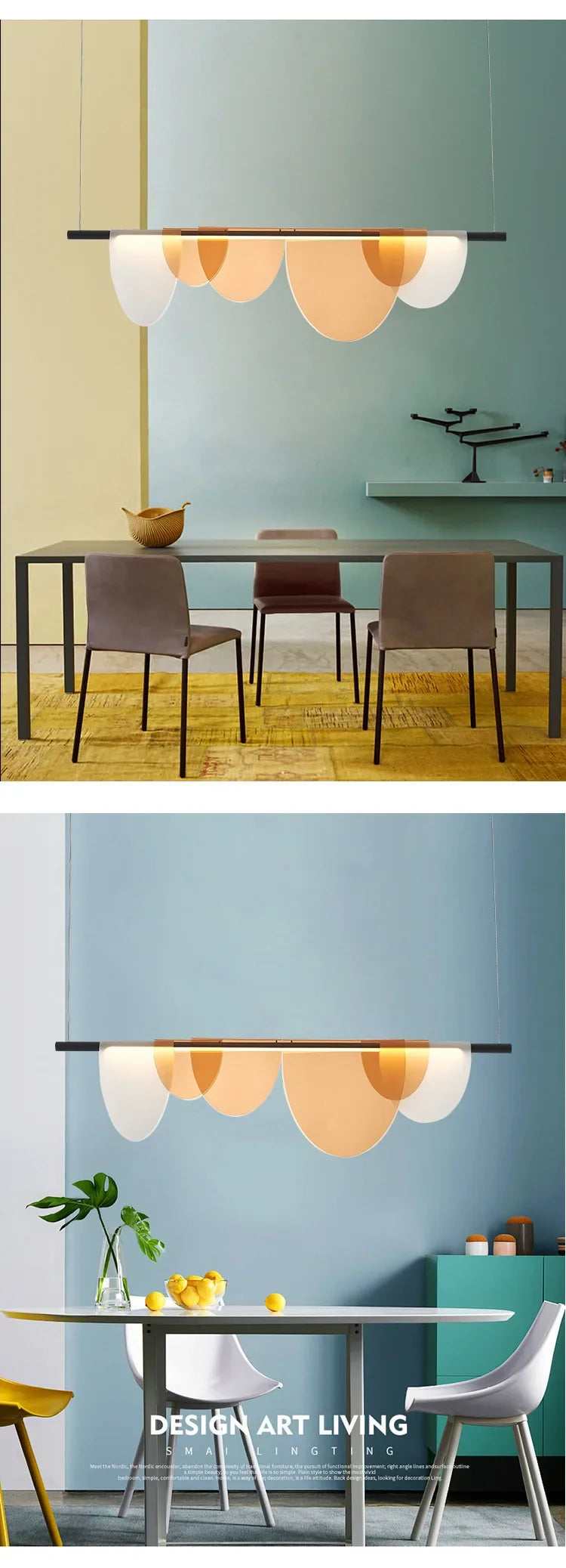 Macaron-Style Amber and Blue Acrylic Pendant Light