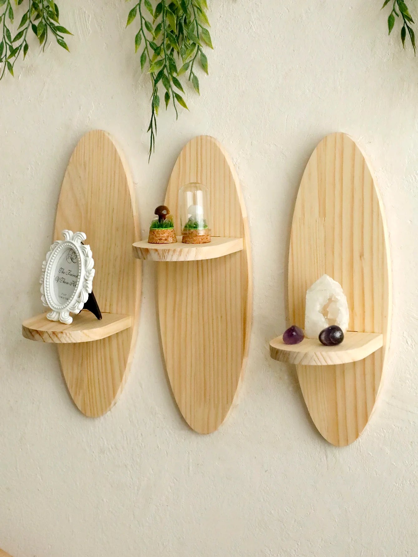 Bohemian Rustic Oval Wood Wall Shelf