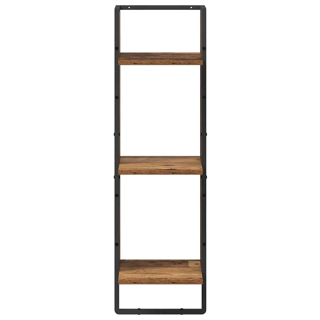 3-Tier Wood & Metal Wall Shelf