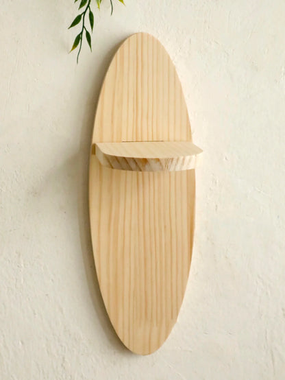 Bohemian Rustic Oval Wood Wall Shelf