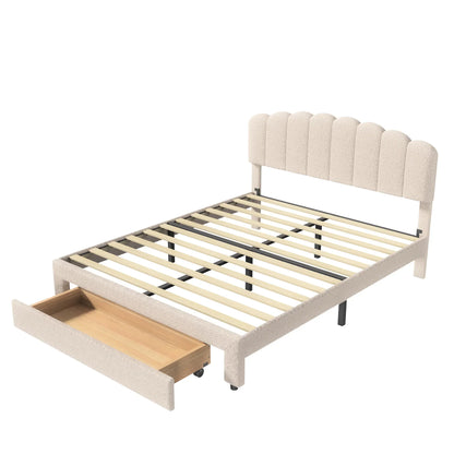 Velvet Bed with Storage & USB Ports