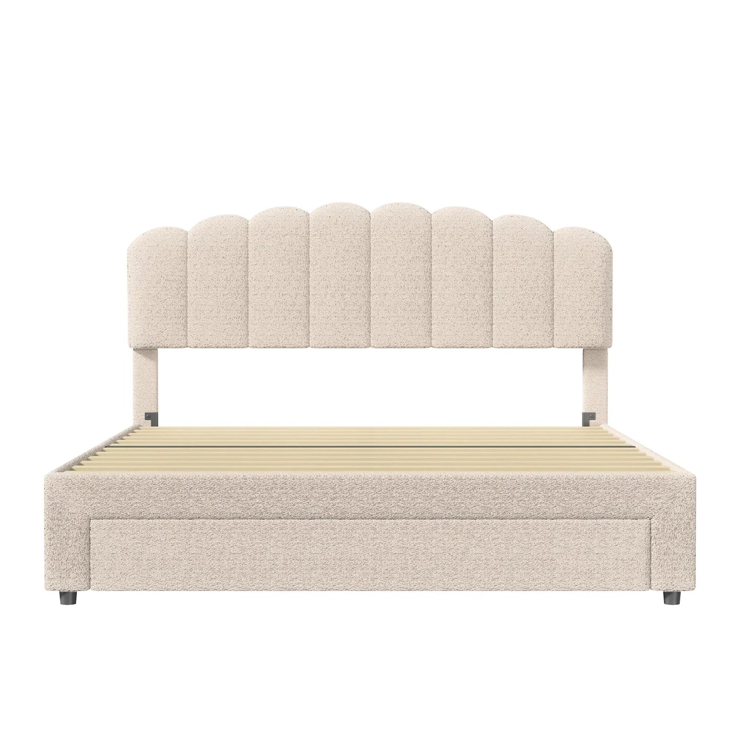 Velvet Bed with Storage & USB Ports