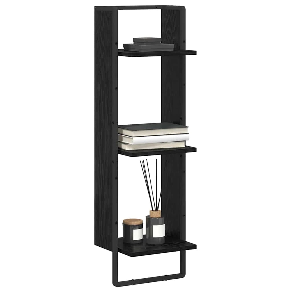 3-Tier Wood & Metal Wall Shelf